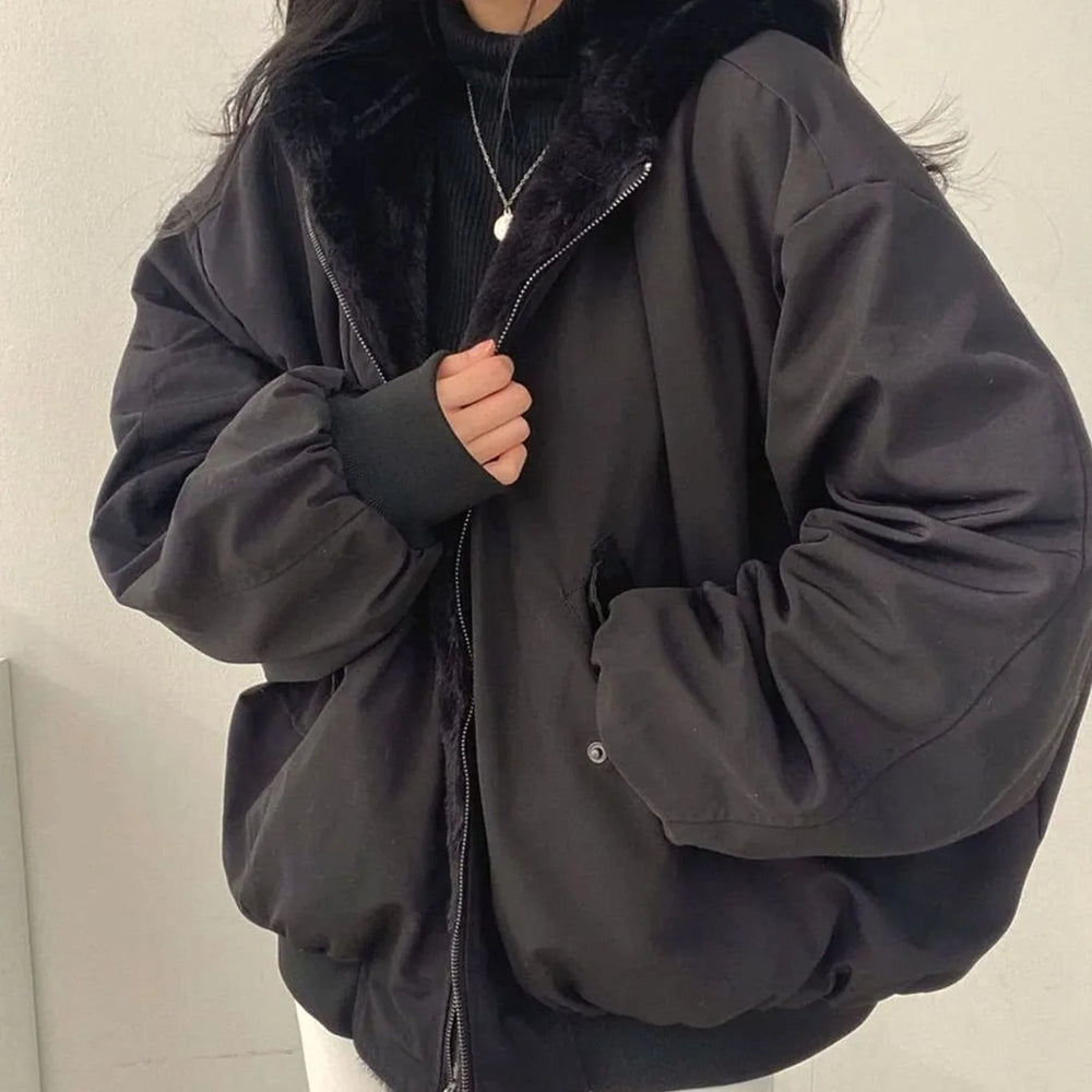 Hannah | Damen Winterjacke Warm Doppellagig Teddyfell-Innenfutter Oversized 1