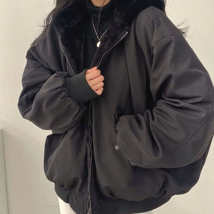 Hannah | Damen Winterjacke Warm Doppellagig Teddyfell-Innenfutter Oversized 1