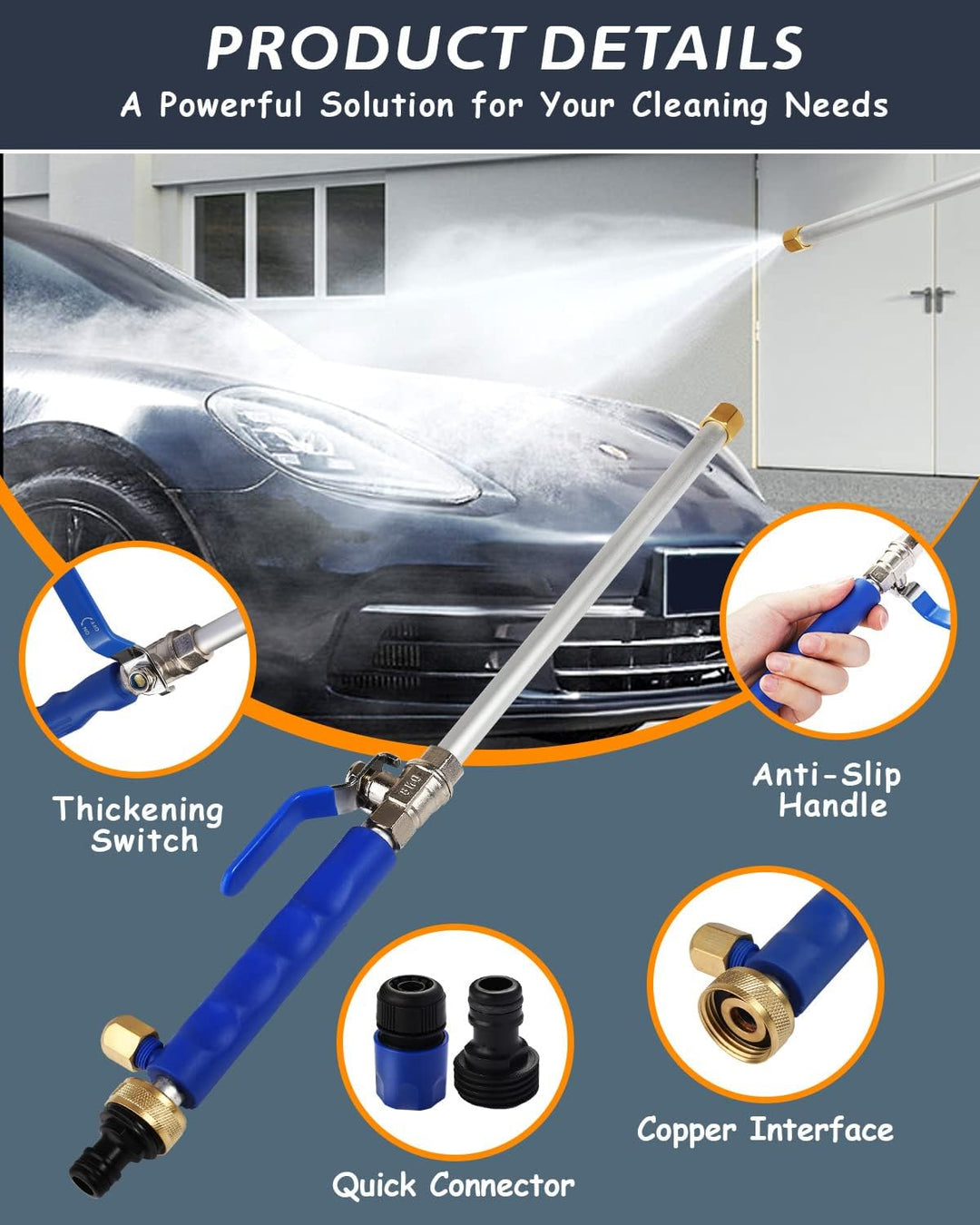 High-Pressure Washer Spray Nozzle Car Wash Water Hose 5