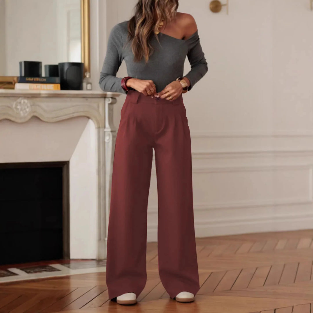 High-Waisted Wide-Leg Trousers for Women with Crease and Side Slit 3