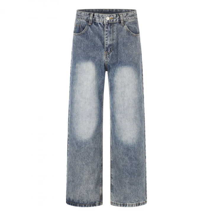 High-Waisted Wide Leg Women's Jeans with Distressed Vintage Look for Modern Street Style 0