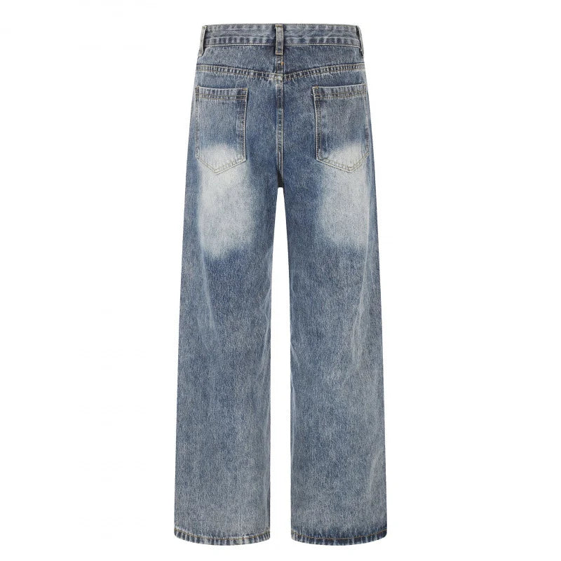High-Waisted Wide Leg Women's Jeans with Distressed Vintage Look for Modern Street Style 2