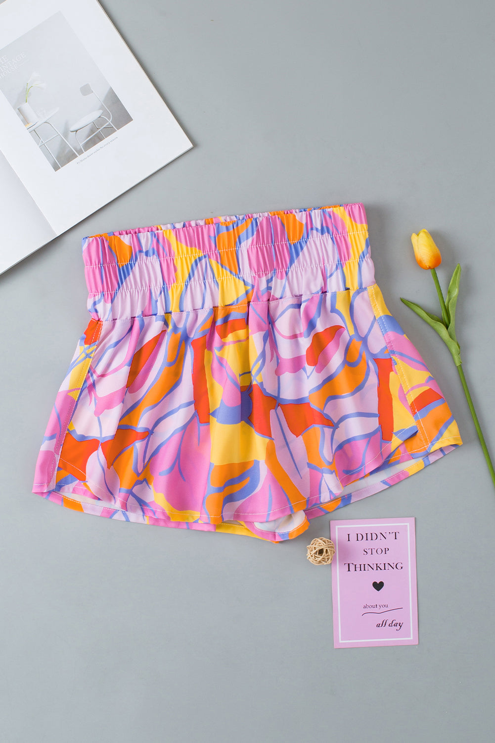 High Waist Contrast Print Shorts for Women - Chic Summer Casual Style 1