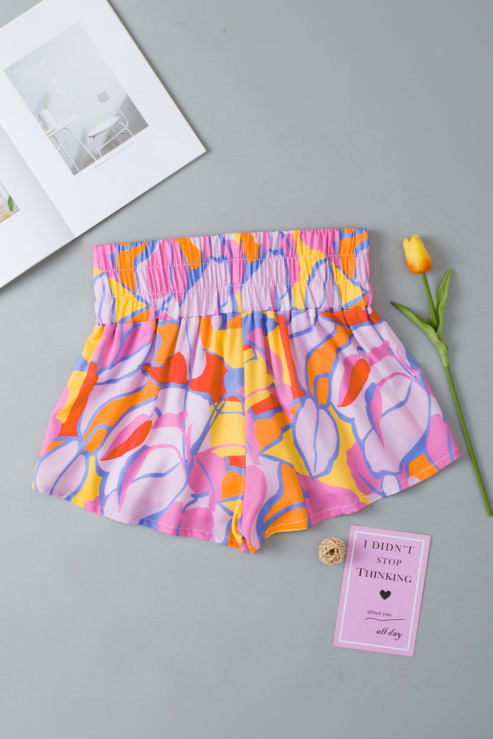 High Waist Contrast Print Shorts for Women - Chic Summer Casual Style 2