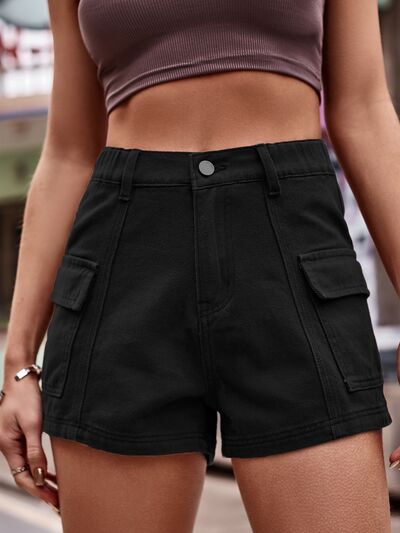 High Waist Denim Shorts for Women - Casual Summer Style, Flattering Fit and Functional Pockets 0