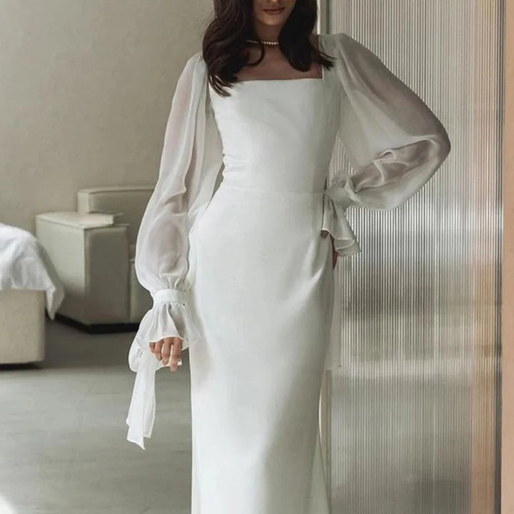 Hochzeitsgast Kleid Damen | Puffärmel & Eckausschnitt 0