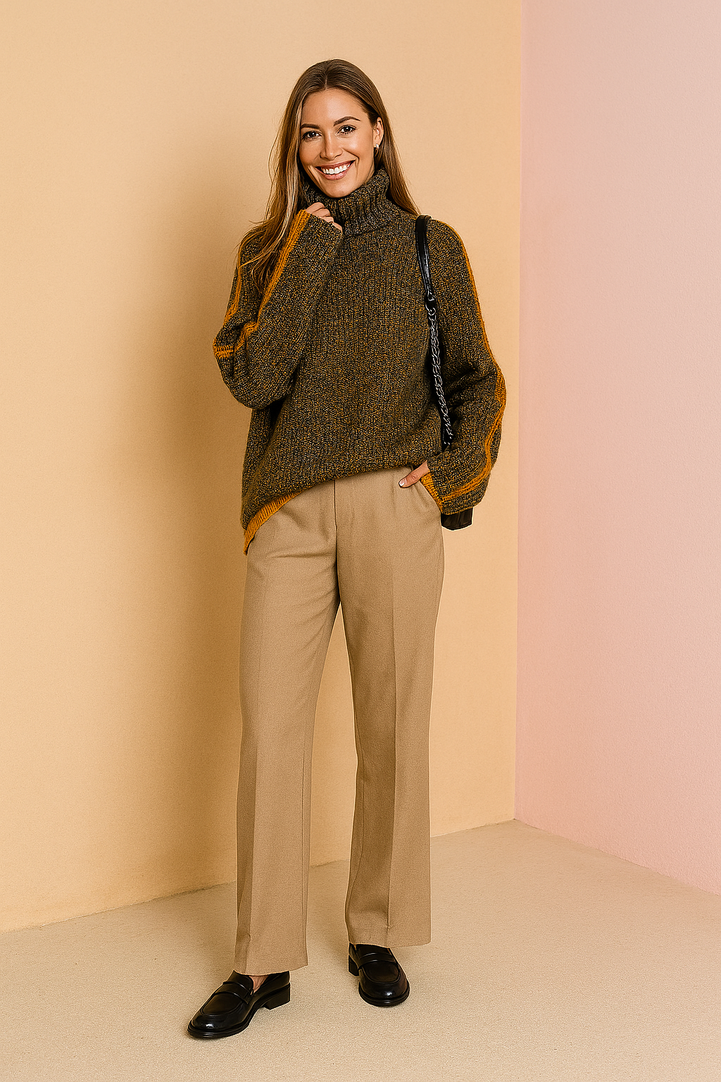 Iga | Turtleneck sweater with contrasting stripe 0