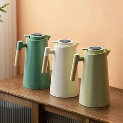 Insulated Glass Thermo Jug – Temperature Display & Wood Handle 3