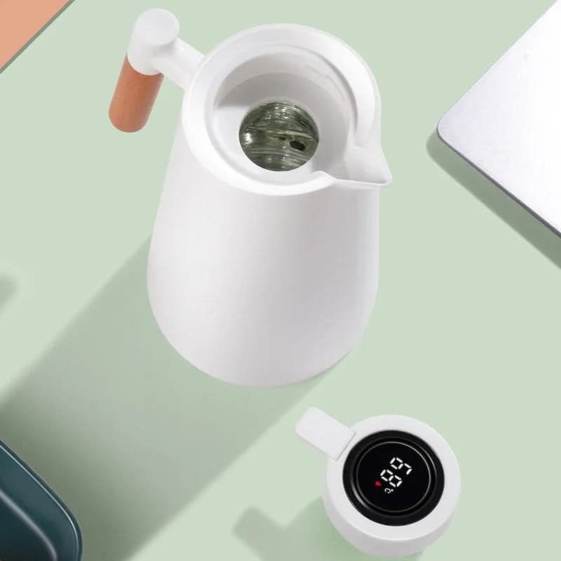 Insulated Glass Thermo Jug – Temperature Display & Wood Handle 5