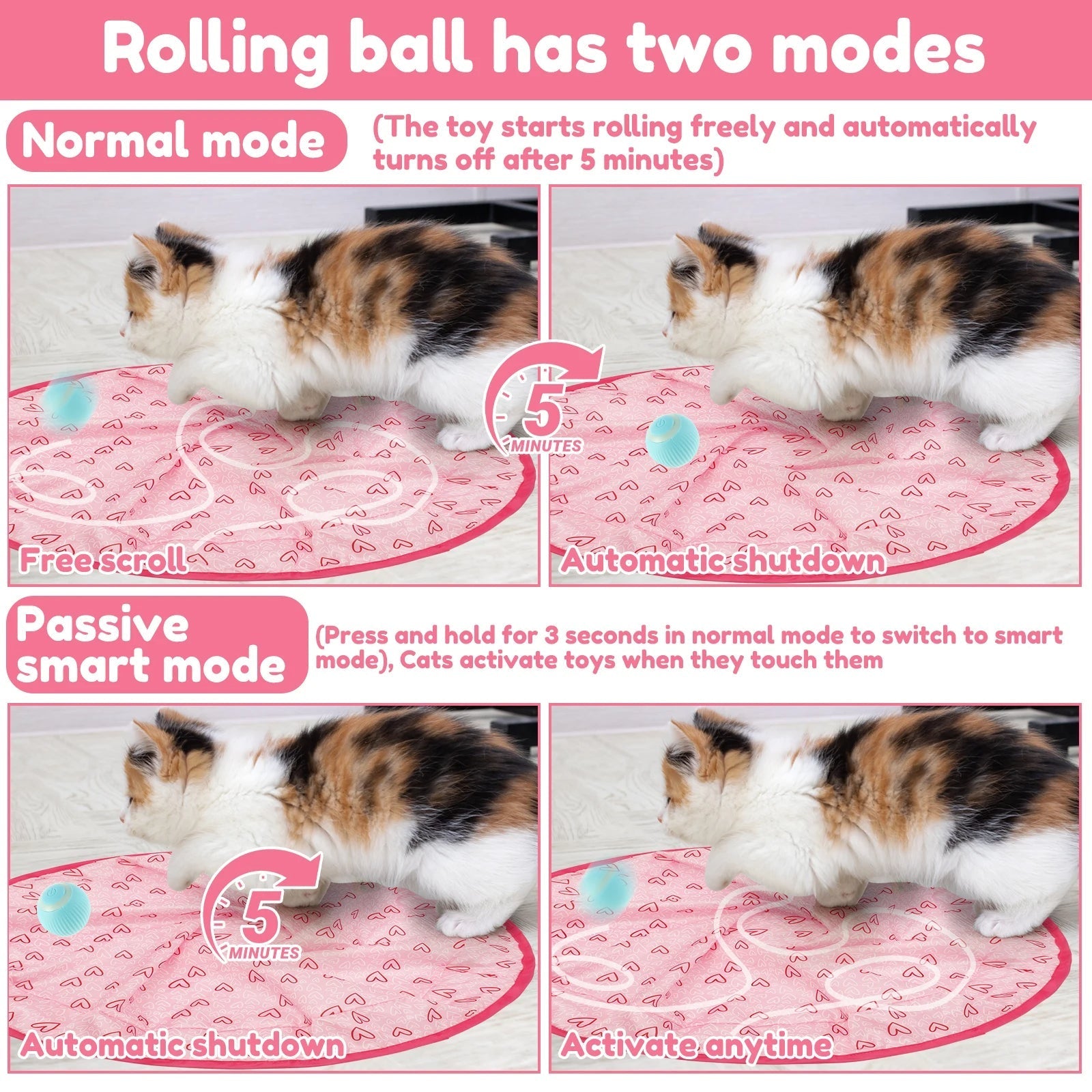 Interactive cat chasing toy with smart ball 2