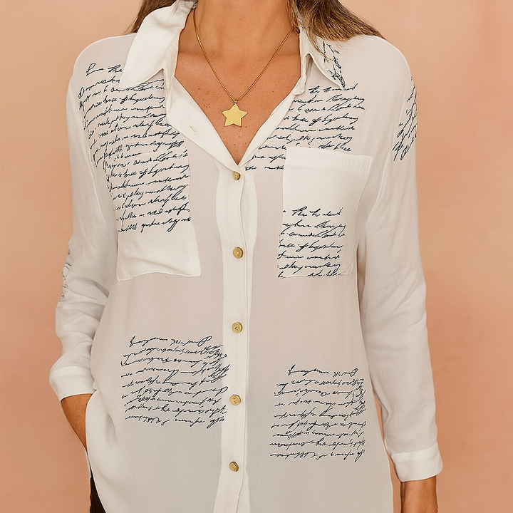 JENA | Shirt blouse with a script print 4