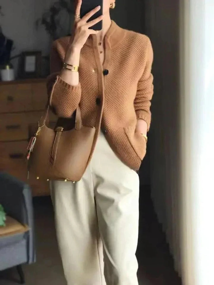 Johanna | Damen Kaschmirwolle Strickjacke Cardigan mit Knopfleiste 2