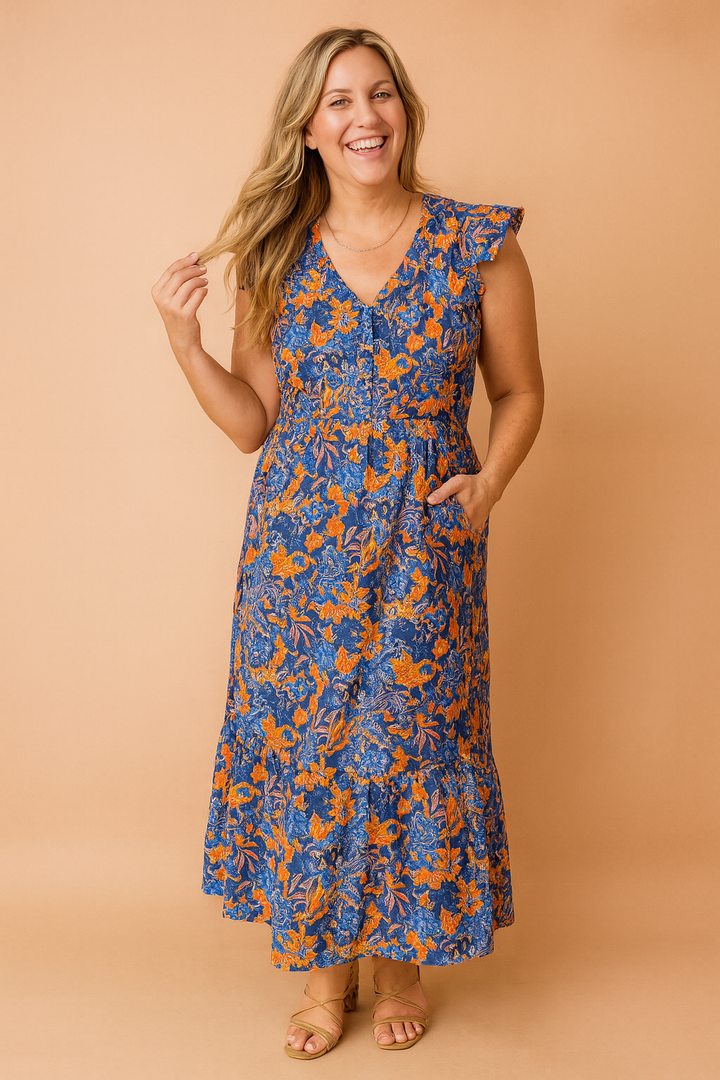 Julia | Flowy Floral Print Dress 0