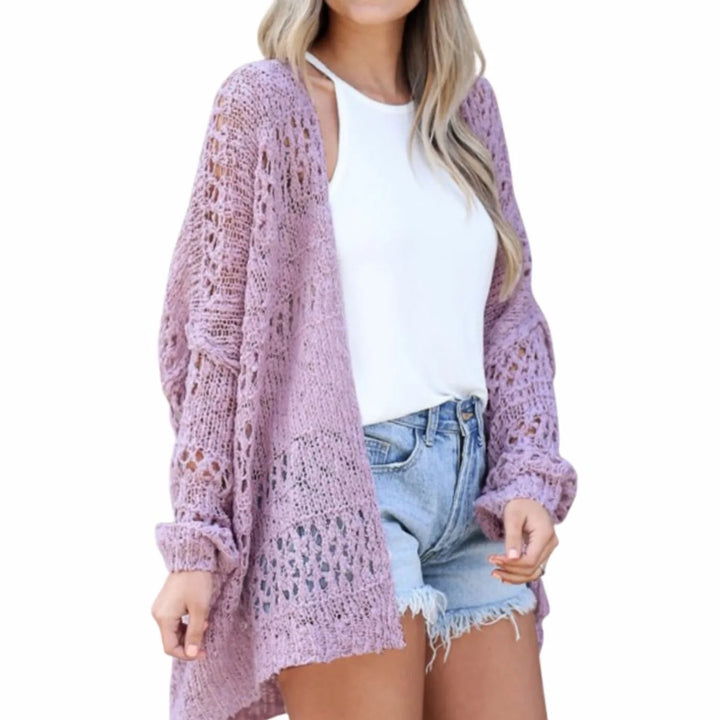 Katharina | Damen Oversize Strickjacke Boho Offener Häkel-Cardigan 10