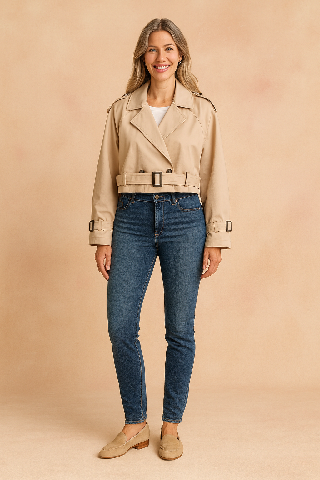 Kinga | Short trench coat with belt 0