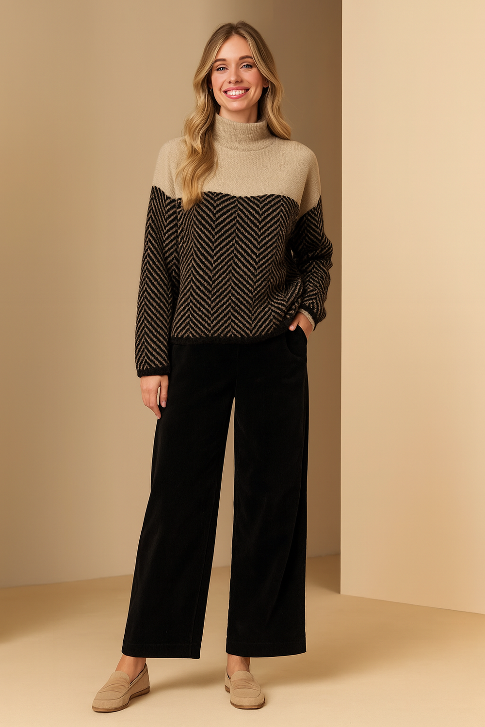 Klara | Geometric panel sweater 1
