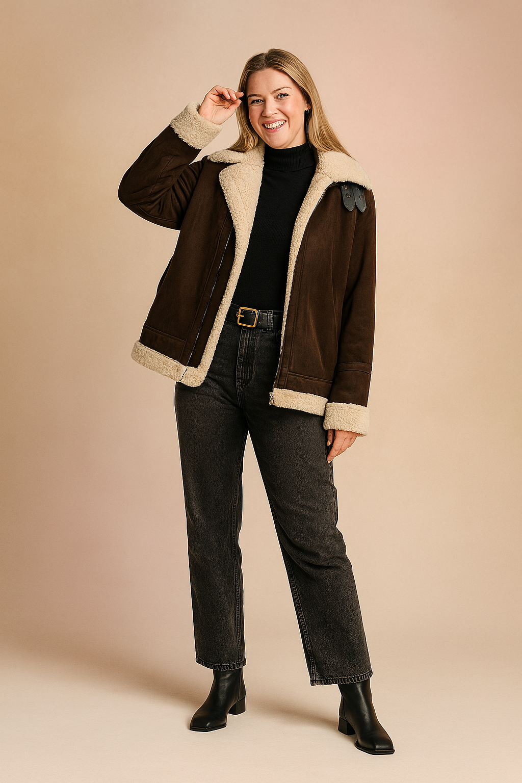 Klaudia | Aviator jacket with collar and lining 0