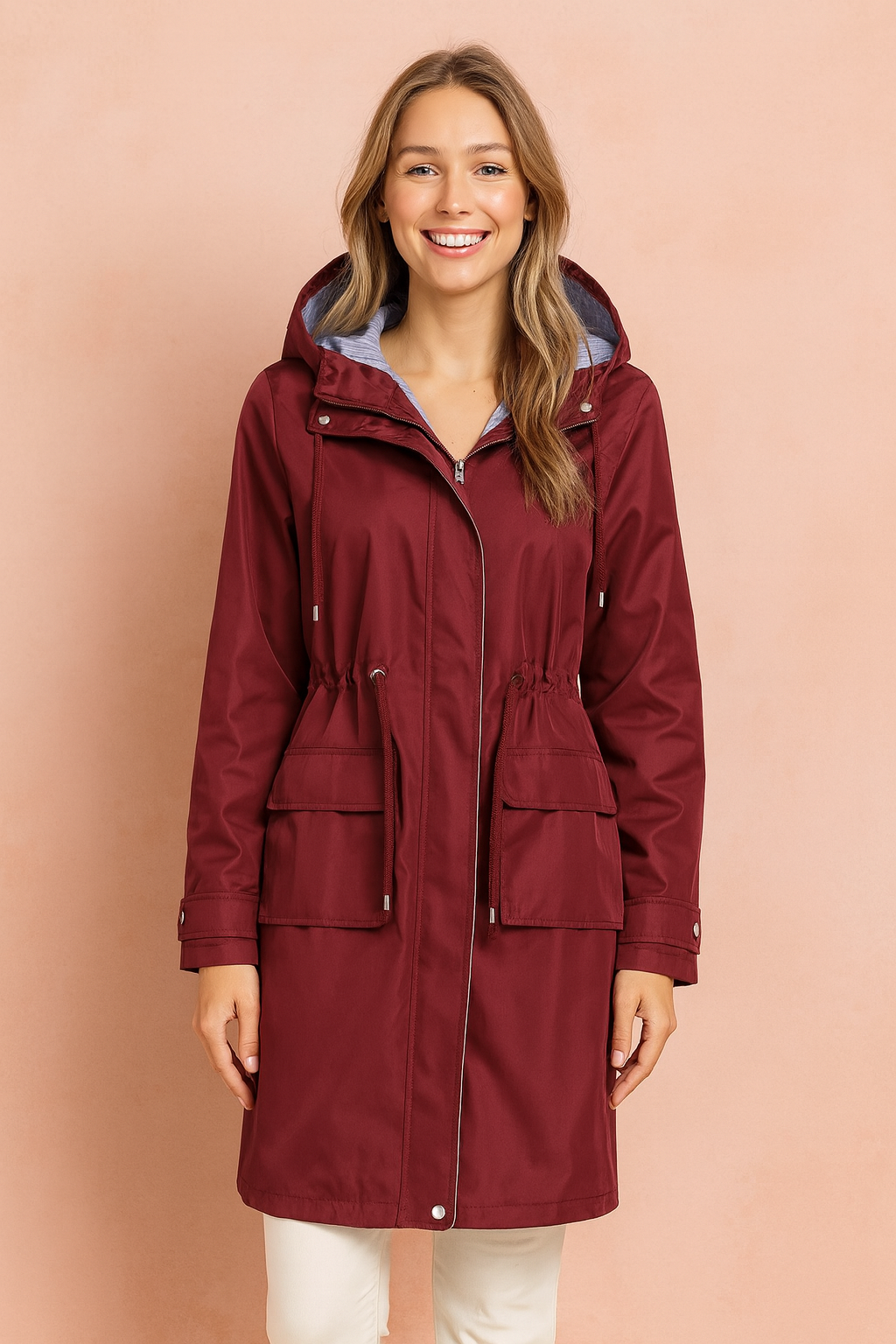 Klaudia | Stylish long jacket with a hood 4
