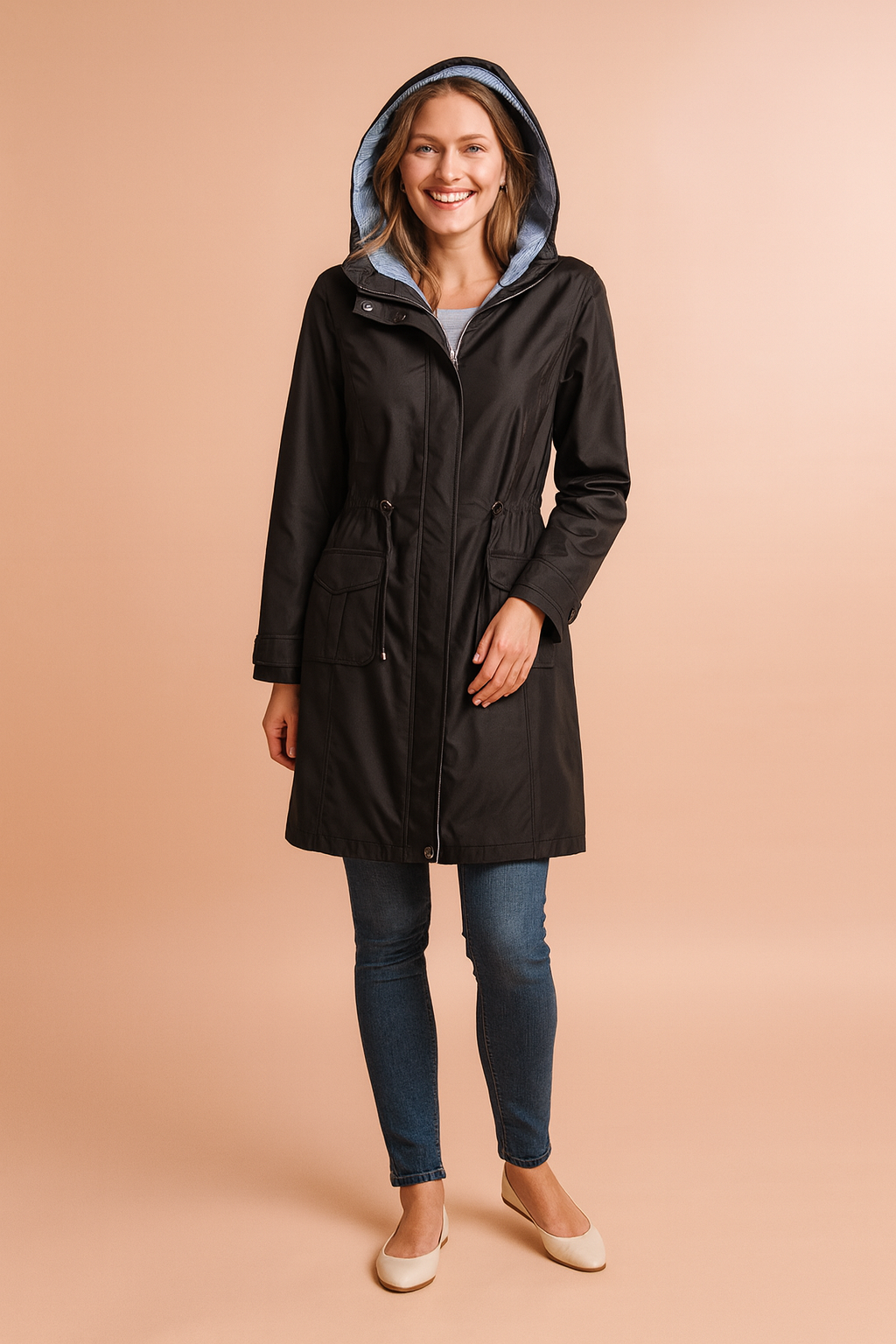 Klaudia | Stylish long jacket with a hood 5