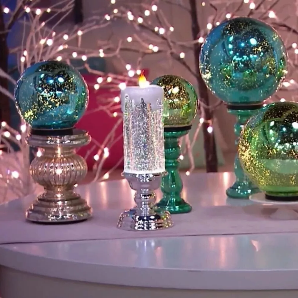 LED Christmas Candles Rechargeable With Glitter 5