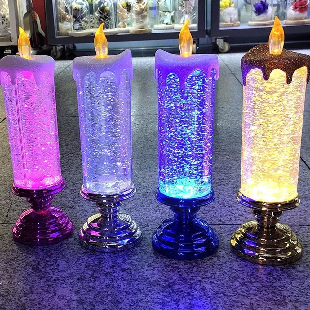 LED Christmas Candles Rechargeable With Glitter 6