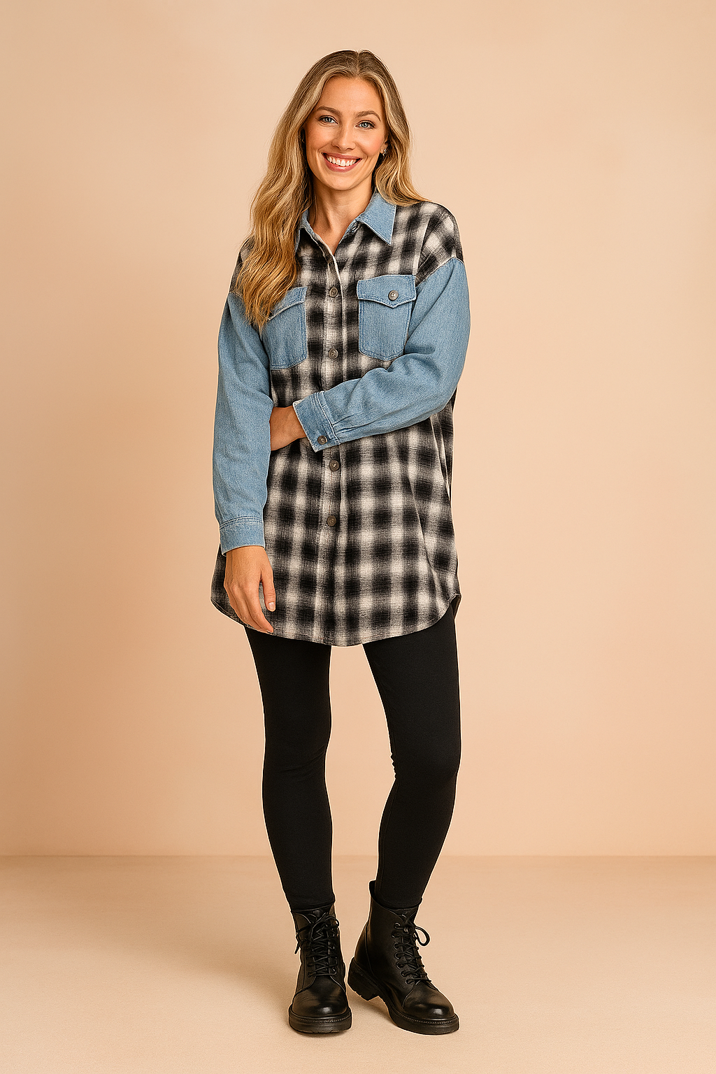 LILY | Oversized Checked Shirt Blouse 1