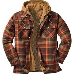 Men's Checked Jacket with Zipper Hood