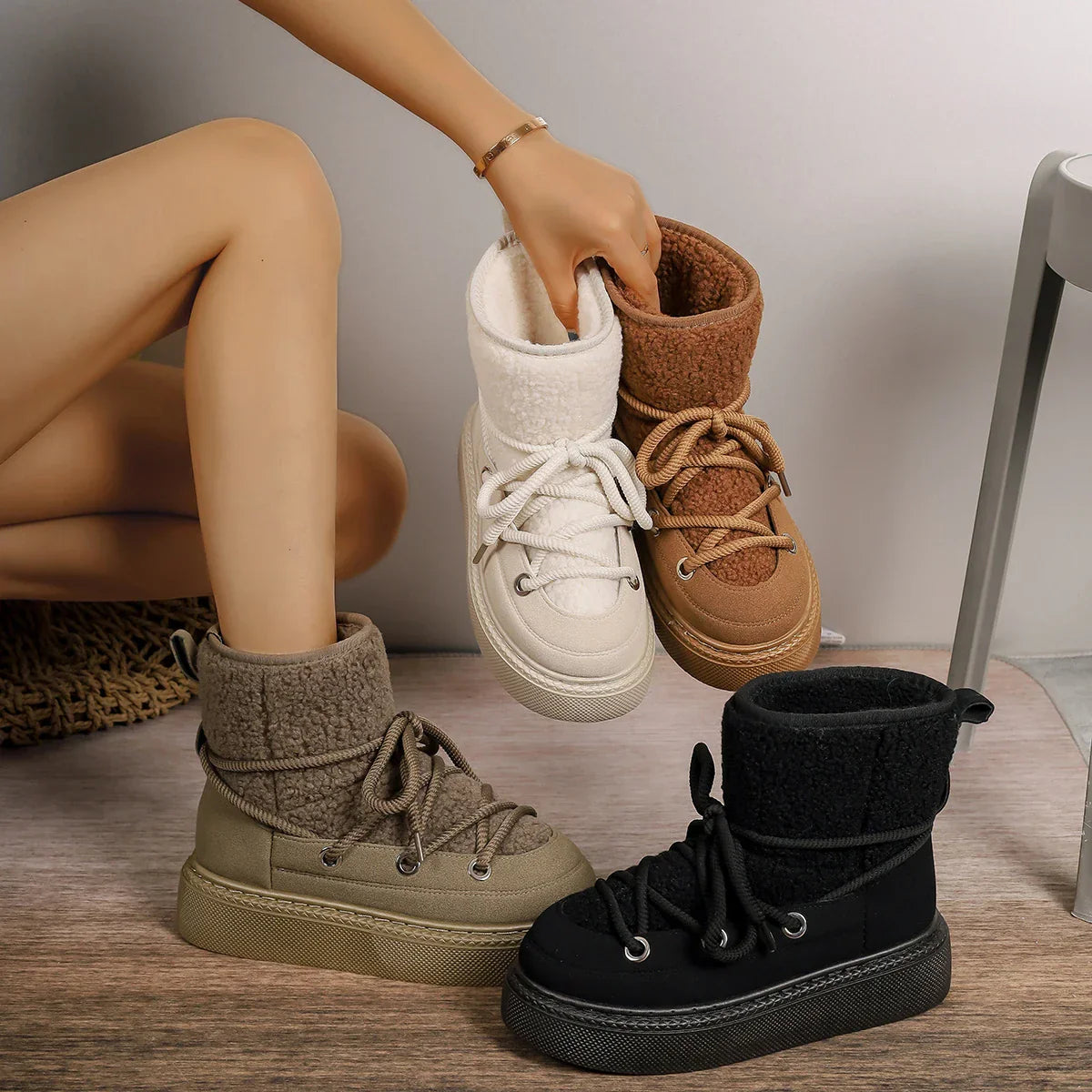Lace-Up Winter Boots for Women – Cozy & Non-Slip Design 2