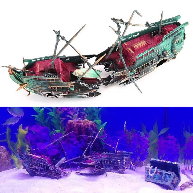 Large Aquarium Decorations - Boat 2