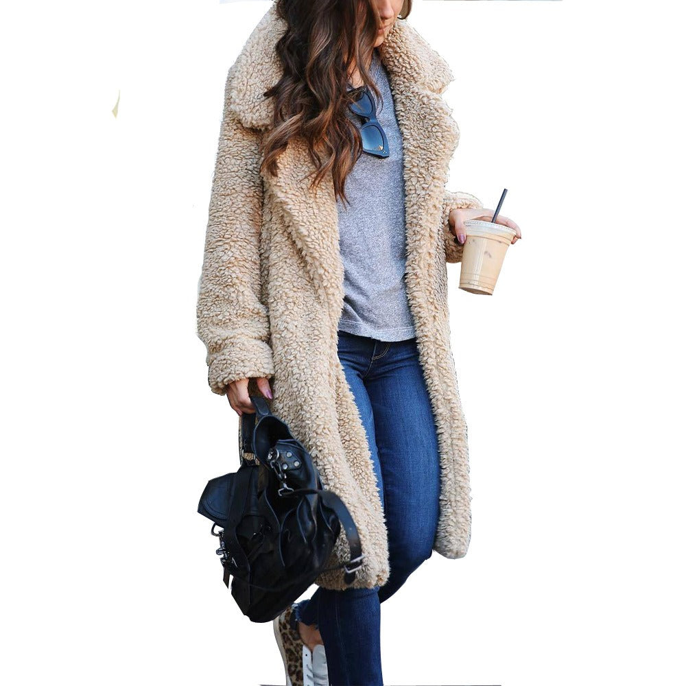 Laura | Long fleece coat with collar 0