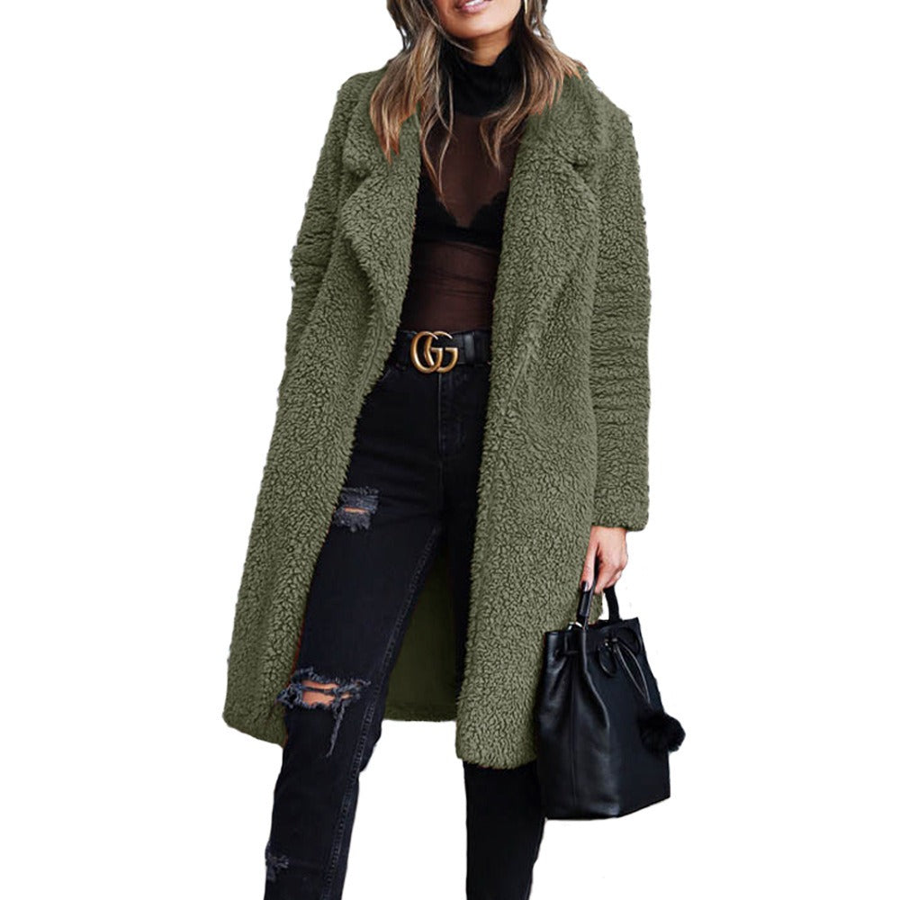 Laura | Long fleece coat with collar 2