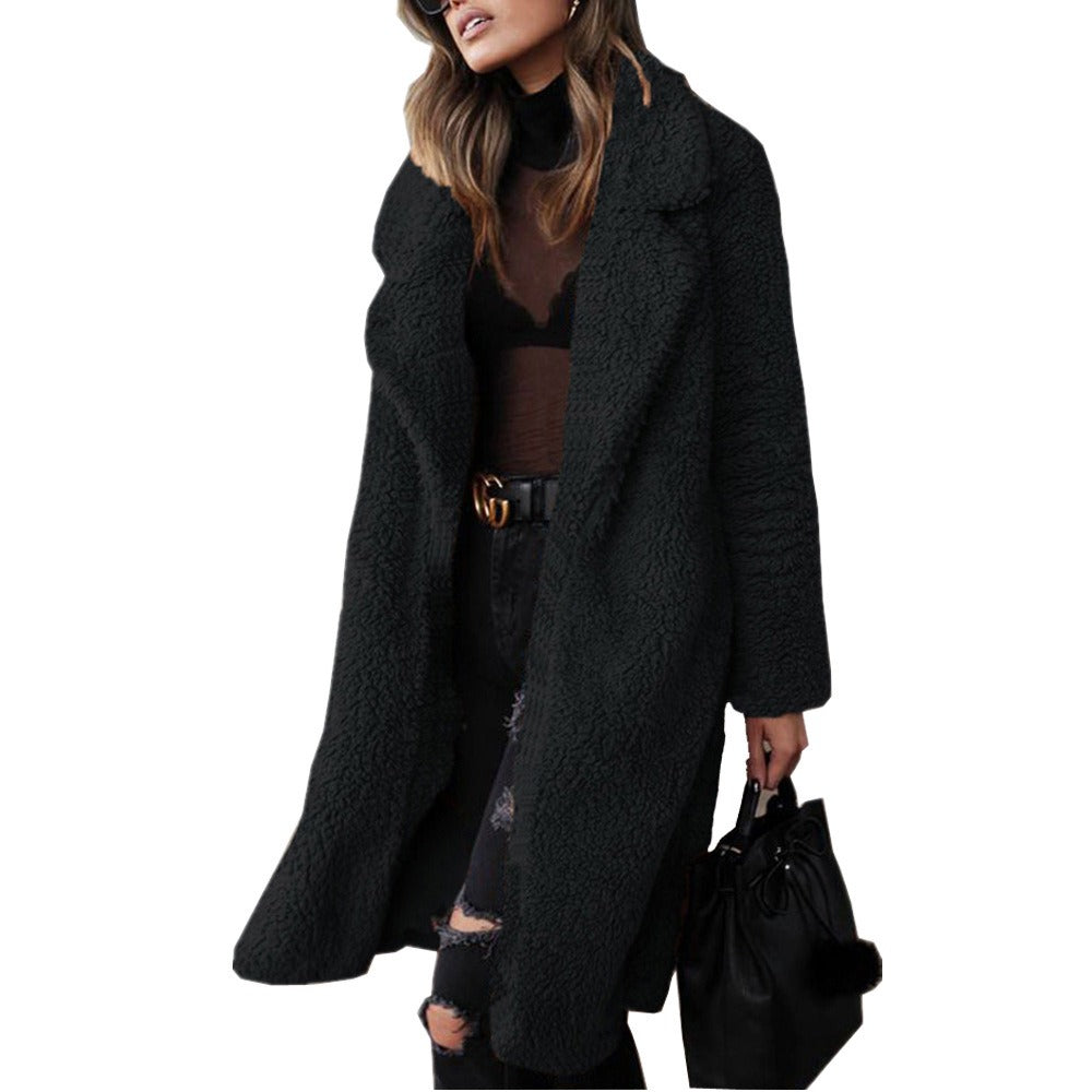 Laura | Long fleece coat with collar 3
