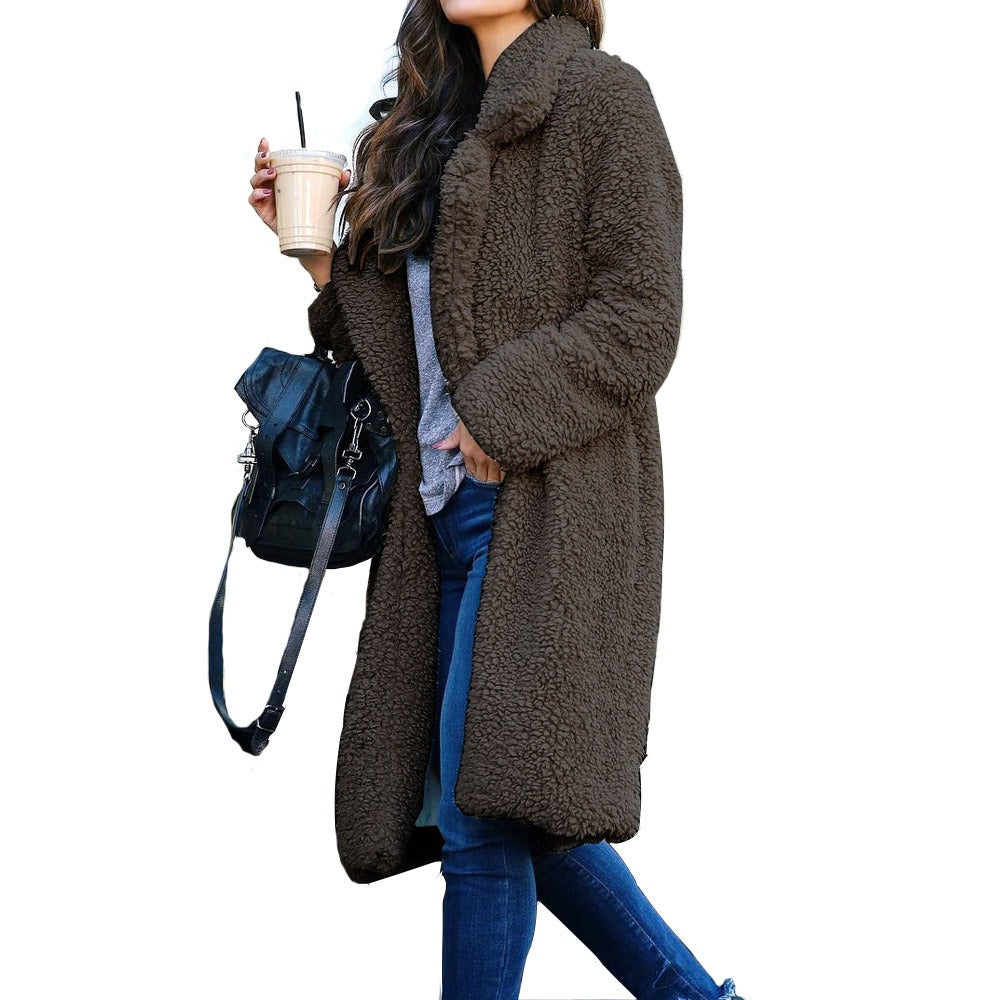 Laura | Long fleece coat with collar 4
