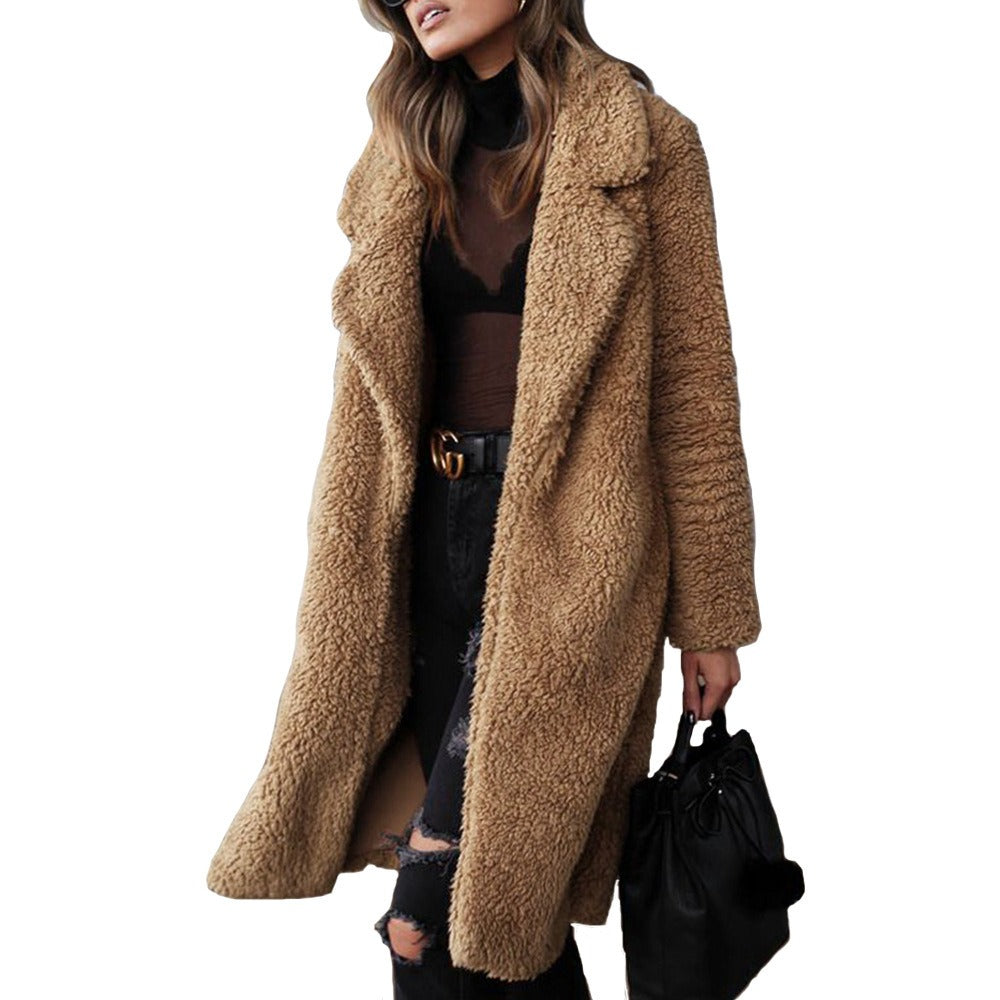 Laura | Long fleece coat with collar 5