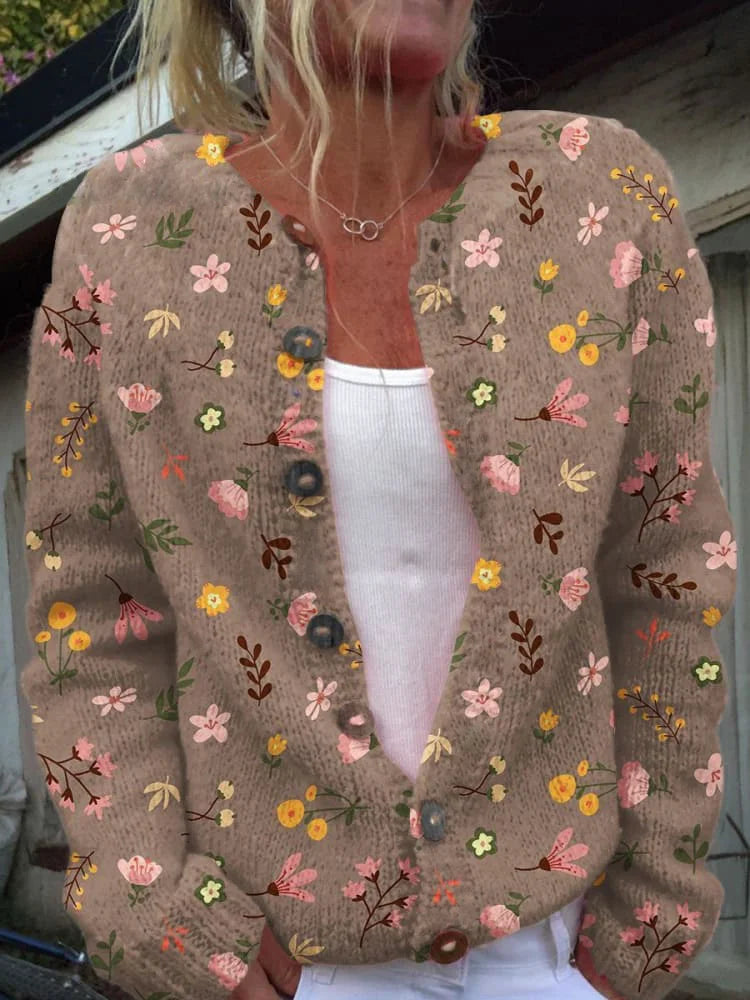Lena | Damen Klassische Gemusterte Strickjacke mit Knöpfen 3