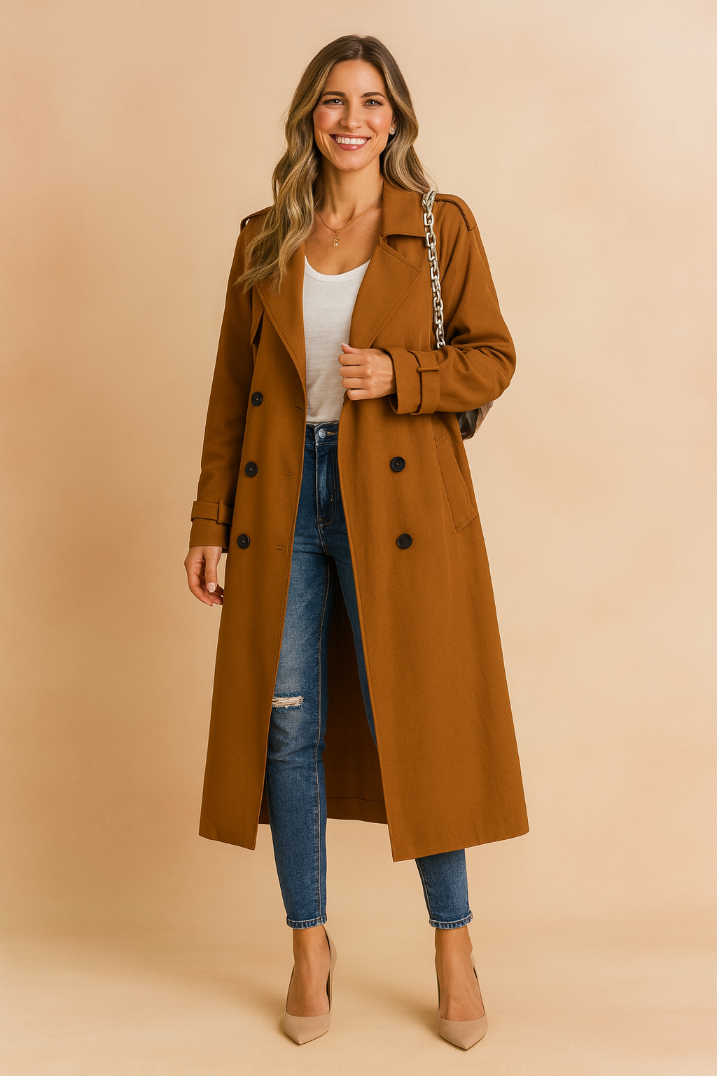 Lena | Long trench coat in urban style 1
