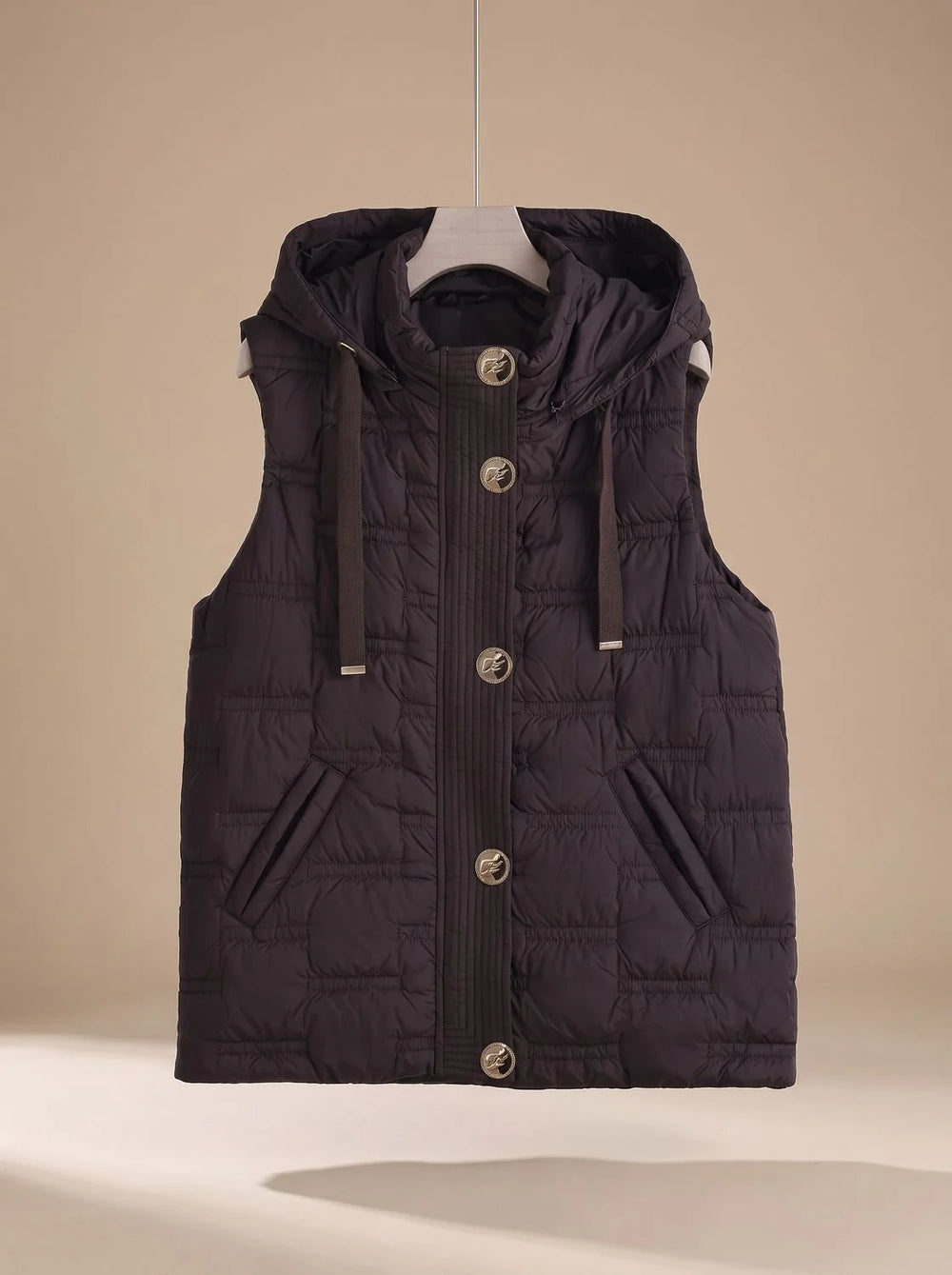 Leonie | Damen Bodywarmer Gesteppte Kapuzenweste mit Knopfleiste 1