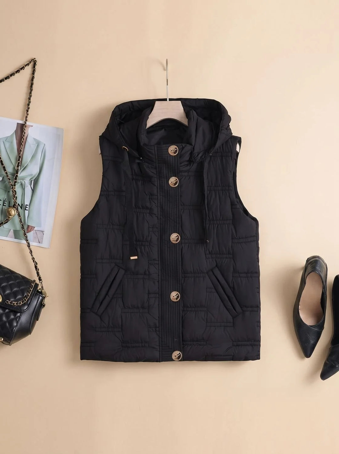 Leonie | Damen Bodywarmer Gesteppte Kapuzenweste mit Knopfleiste 2