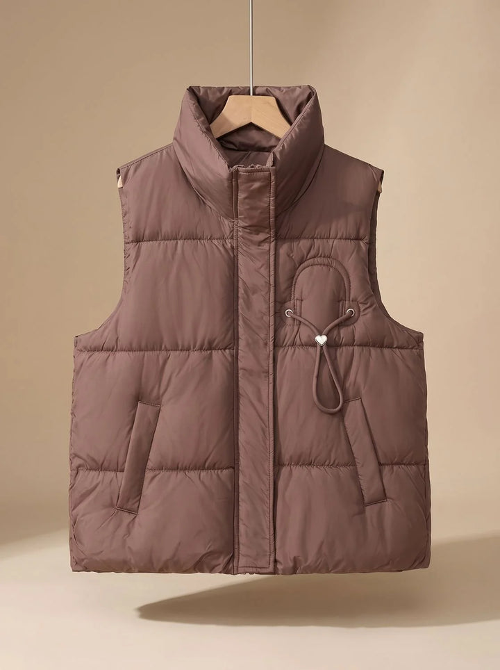 Leonie | Damen Steppweste Bodywarmer mit Stehkragen und Kordel-Herzdetail 0