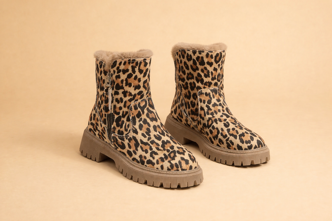 Bottes de neige imprimé léopard pour femmes – Chaussures d'hiver confortables et élégantes