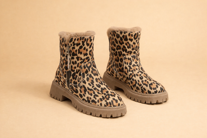 Bottes de neige imprimé léopard pour femmes – Chaussures d'hiver confortables et élégantes