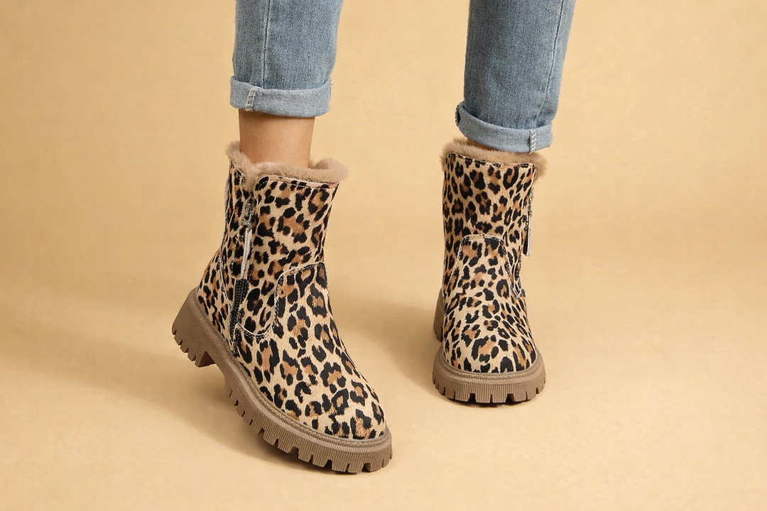 Bottes de neige imprimé léopard pour femmes – Chaussures d'hiver confortables et élégantes