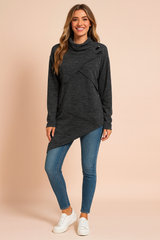 Lidia | Asymmetrical sweater with a decorative clasp 0