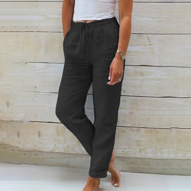 Lightweight Women’s Relaxed Summer Trousers with Drawstring Waist 0