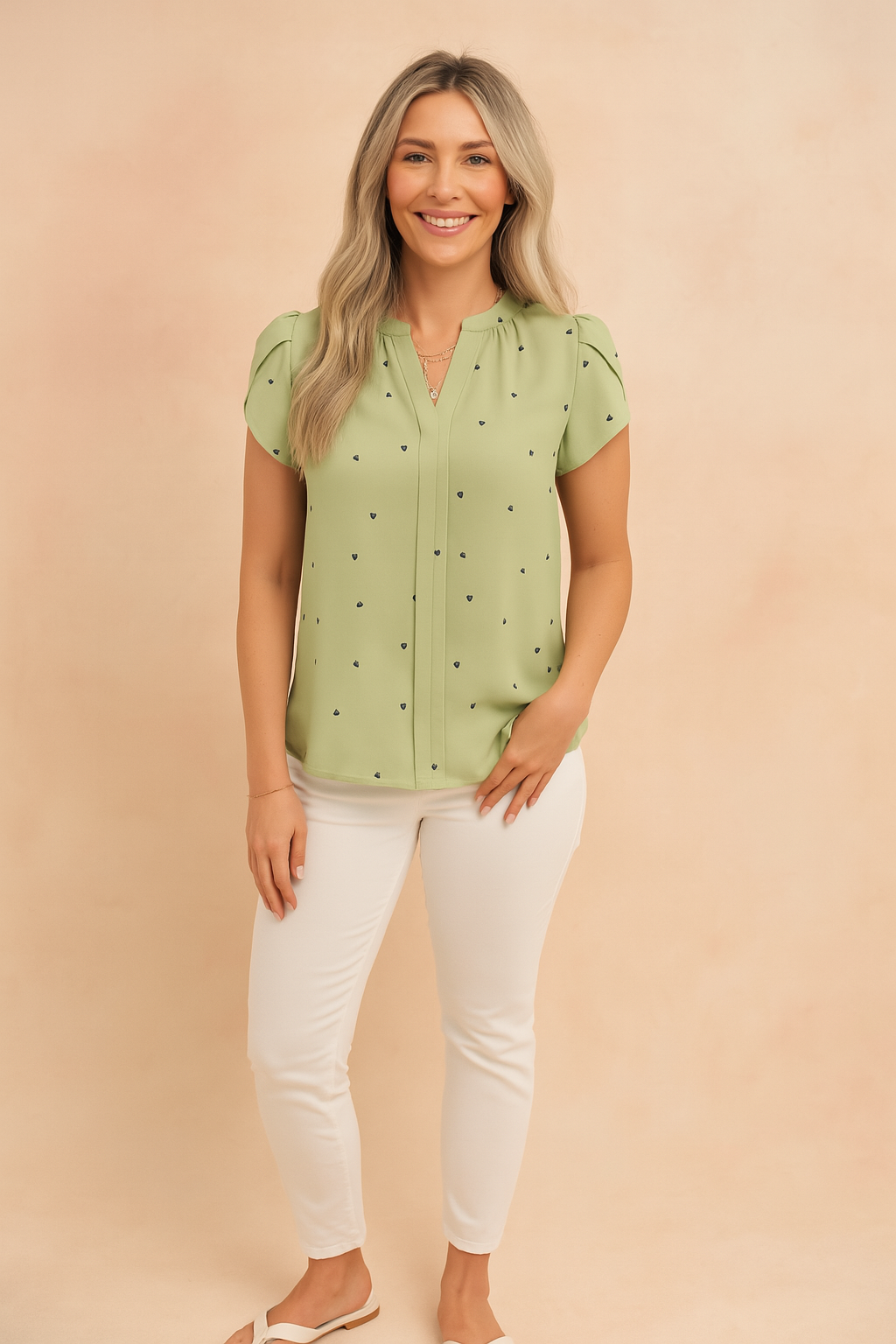 Livia | Girly blouse with a heart motif 1