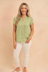 Livia | Girly blouse with a heart motif 1