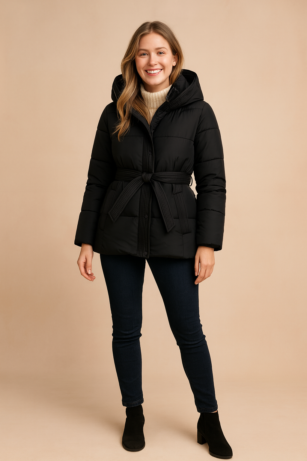 Liz | Winter Jacket with Belt and Hood 0