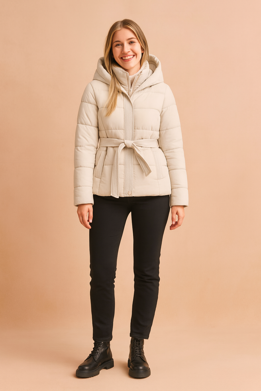 Liz | Winter Jacket with Belt and Hood 2