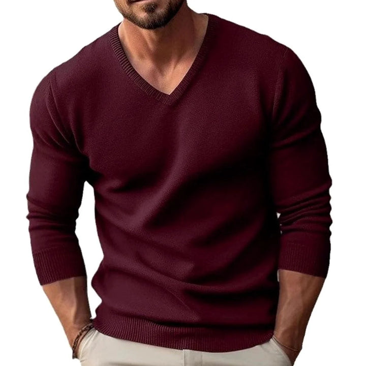 Lukas | Herren Slim-Fit Feinstrick-Pullover V-Ausschnitt gerippte Bündchen 5