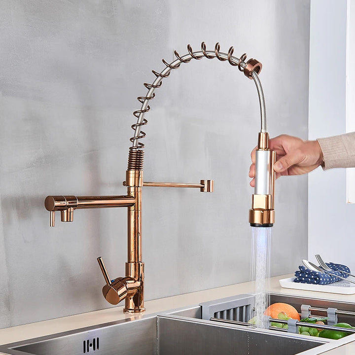 LumiFlow Spring Faucet – Chrome LED Kitchen Faucet with a Flexible Spring Spout and Colour-Changing Technology, featuring a Single Handle design for your kitchen sink. 3